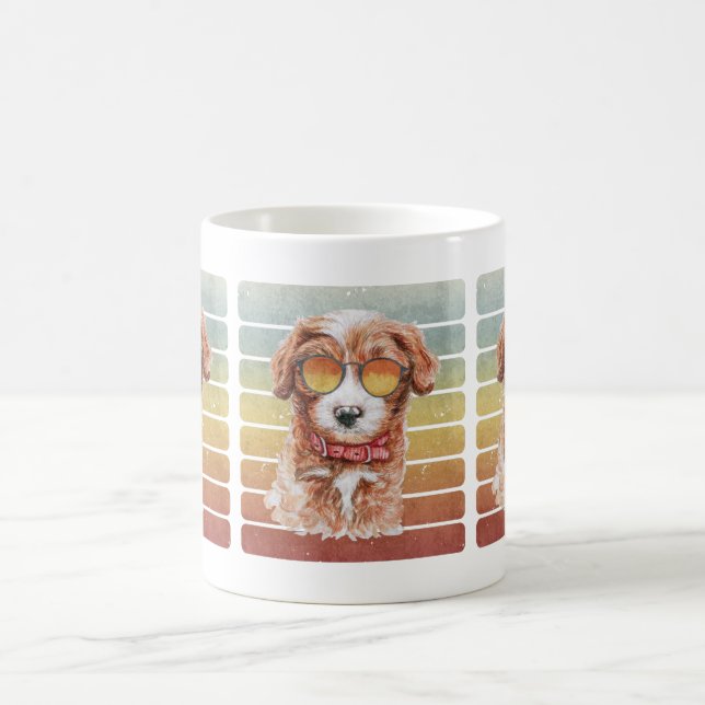 Retro Vintage Sunset Cavoodle Mum Dad Coffee Mug (Center)