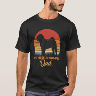 Retro Vintage Sunset Chinese Shar Pei Dad T-Shirt