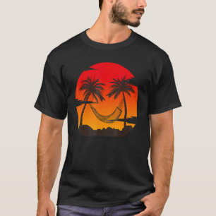 Retro Vintage Sunset Coco Palm Tree  Tropical Beac T-Shirt
