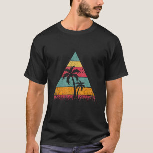Retro Vintage Sunset Coco Palm Tree  Tropical Pres T-Shirt