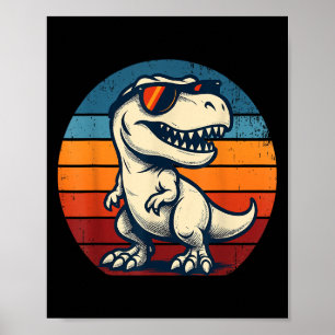 Retro Vintage Sunset Dinosaur T-rex Lovers Funny S Poster