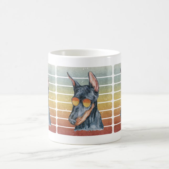 Retro Vintage Sunset Doberman Mum Dad Coffee Mug (Center)