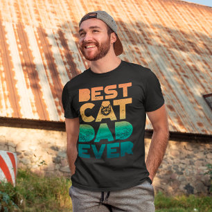 Retro Vintage Sunset Fathers Day Best Cat Dad Ever T-Shirt