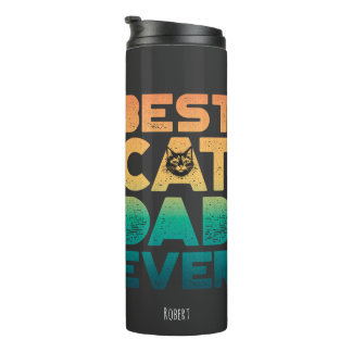 Retro Vintage Sunset Fathers Day Best Cat Dad Ever Thermal Tumbler