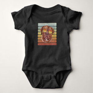 Retro Vintage Sunset French Mastiff Mum Dad Baby Bodysuit