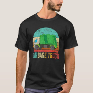 Retro Vintage Sunset Garbage Truck Recycling Trash T-Shirt