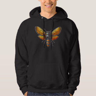 Retro Vintage Sunset Insect Colourful Cicada Hoodie