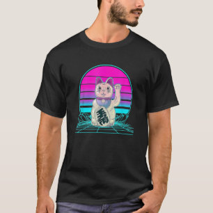 Retro Vintage Sunset Lucky Cat T-Shirt