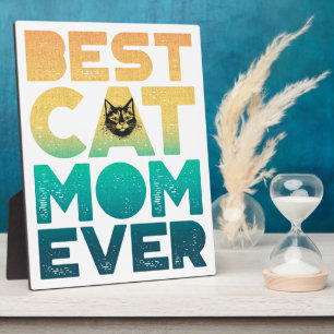 Retro Vintage Sunset Mothers Day Best Cat Mum Ever Plaque