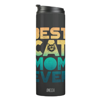 Retro Vintage Sunset Mothers Day Best Cat Mum Ever Thermal Tumbler