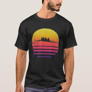 Retro Vintage Sunset Old School Rowing Rower Funny T-Shirt