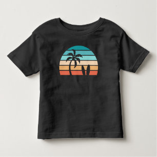 Retro Vintage Sunset Palm Tree+Surf Boards Toddler T-Shirt