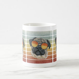 Retro Vintage Sunset Pug Mum Dad Coffee Mug