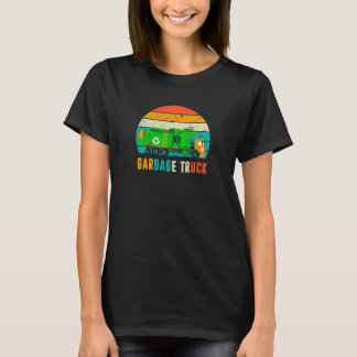 Retro Vintage Sunset Recycling Garbage Truck T-Shirt