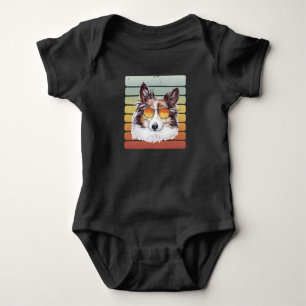 Retro Vintage Sunset Sheltie Mum Dad Baby Bodysuit