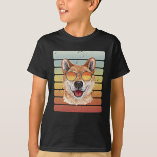 Retro Vintage Sunset Shiba Inu Mum Dad T-Shirt