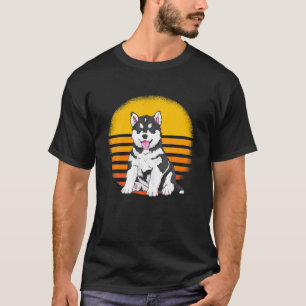 Retro Vintage Sunset Siberian Husky Dogs Lover T-Shirt