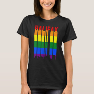 Retro Vintage Sunset Skyline Halifax Canada Pride T-Shirt