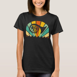 Retro Vintage Sunset Style - French Horn Player Mu T-Shirt