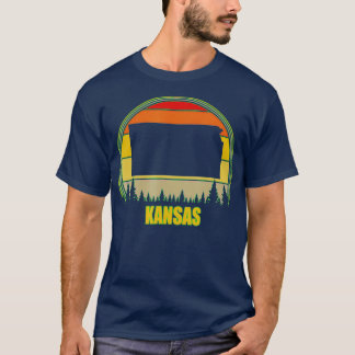 Retro Vintage Sunset Trees State of Kansas  T-Shirt