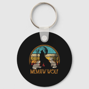 Retro Vintage Sunset Wolf Grandma Mothers Day Mema Key Ring