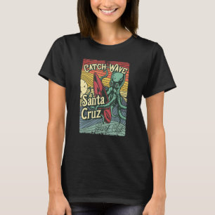 Retro Vintage Surf Octopus Surfboard California Sa T-Shirt