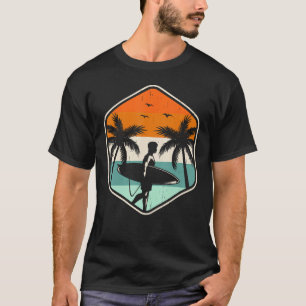 Retro Vintage Surfing Beach Surf Board Surfer Wave T-Shirt