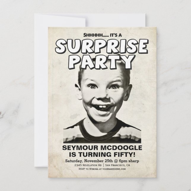 Retro Vintage Surprise Party Invitation (Front)