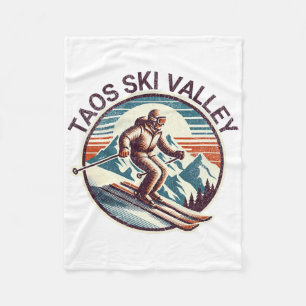 Retro Vintage Taos Ski Valley New Mexico Ski Winte Fleece Blanket