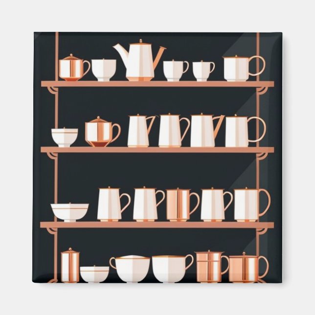 Retro Vintage Teapots 50's Kitchen  Cosy Theme Magnet (Front)