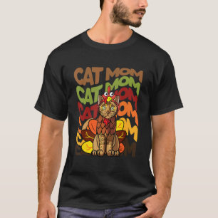 Retro Vintage Thanksgiving Bengal Cat Mum Cat Lady T-Shirt