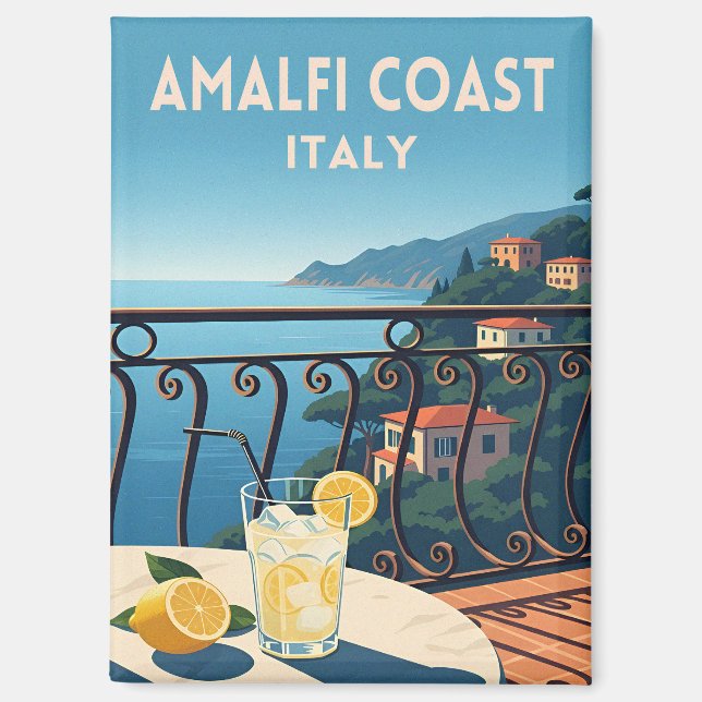 Retro Vintage Travel Amalfi Coast Italy Landscape Magnet (Front)