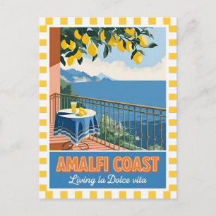 Retro Vintage Travel Amalfi Coast Italy Scenic Postcard