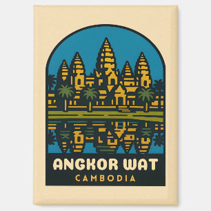 Retro Vintage Travel Angkor Wat Cambodia Magnet