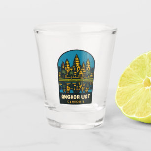 Retro Vintage Travel Angkor Wat Cambodia  Shot Glass