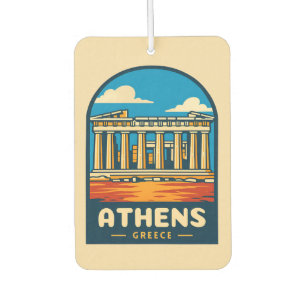 Retro Vintage Travel Athens Greece Parthenon Car Air Freshener