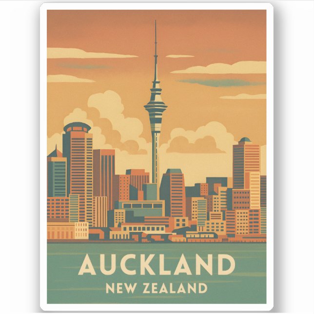 Retro Vintage Travel Auckland New Zealand City (Front)