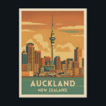 Retro Vintage Travel Auckland New Zealand City Postcard<br><div class="desc">Celebrate the vibrant spirit of New Zealand with this vintage travel-inspired postcard featuring the city of Auckland. Infused with nostalgic vibes and vintage charm,  this piece is perfect for Kiwi enthusiasts,  travelers,  and lovers of classic retro aesthetics.</div>