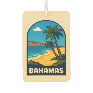 Retro Vintage Travel Bahamas Beach Landscape Car Air Freshener