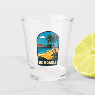 Retro Vintage Travel Bahamas Beach Landscape Shot Glass