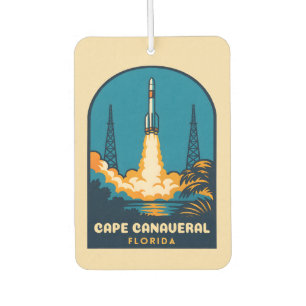 Retro Vintage Travel Cape Canaveral Florida Rocket Car Air Freshener