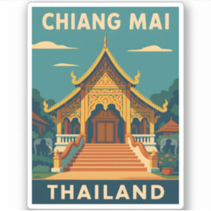 Retro Vintage Travel Chiang Mai Thailand Temple
