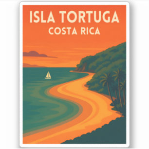 Retro Vintage Travel Costa Rica Isla Tortuga