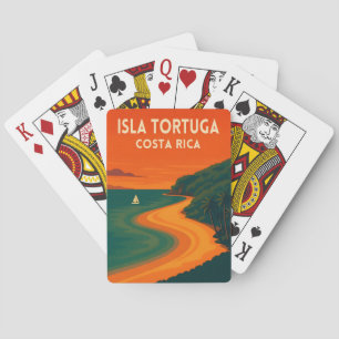 Retro Vintage Travel Costa Rica Isla Tortuga Playing Cards