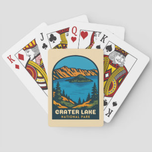 Retro Vintage Travel Crater Lake National Park Playing Cards