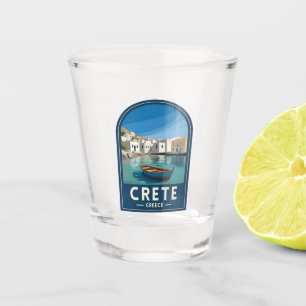Retro Vintage Travel Crete Greece Seaside Shot Glass
