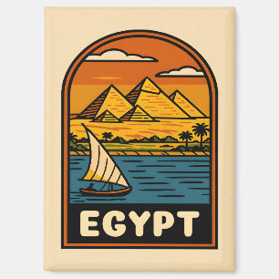 Retro Vintage Travel Egypt Pyramid Nile River Magnet