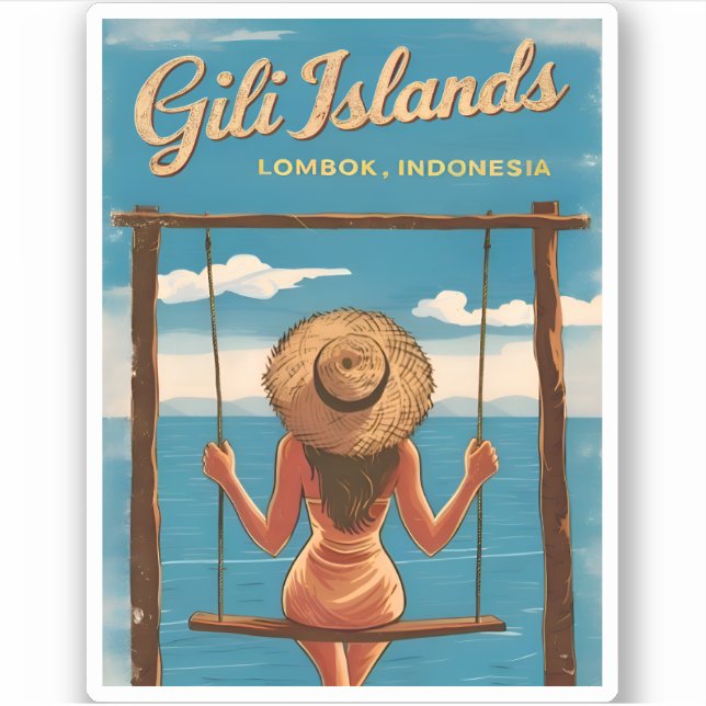 Retro Vintage Travel Gili Islands Lombok Indonesia (Front)