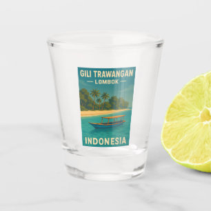 Retro Vintage Travel Gili Trawangan Indonesia Shot Glass