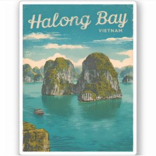 Retro Vintage Travel Ha Long Bay Vietnam Landscape